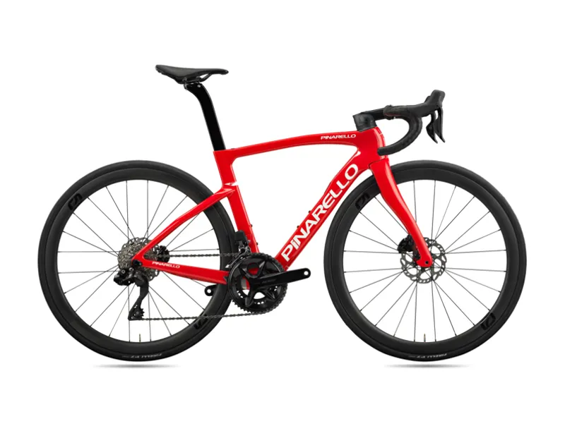 Pinarello F5 Disc with Shimano 105 DI2 and Most Carbon Wheels in Furious Red
